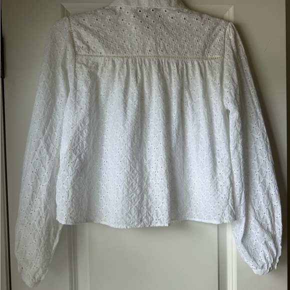 White Eyelet Zara Cropped Blouse w/ pearlized buttons - Picture 5 of 9